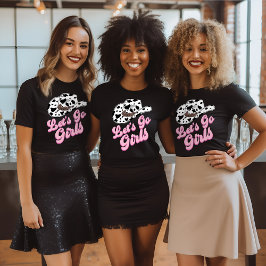 ピンク ブラック ウェスタン Let's Go Girls ブライズパーティー Tシャツ