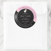 ピンク ブラック ウェーブ ローズゴールド ハート 商品ラベル ラウンドシール (バッグ)