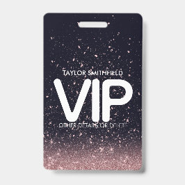 ピンク ブラック グリッター おしゃれな VIP ラニヤード バッジ オーダーメイド