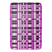 ピンク、ブラック、グレーの格子模様 バスマット (正面縦)