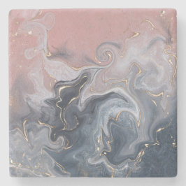 ピンク ブラック グレー デコレーション 水彩 マーブル ストーンコースター