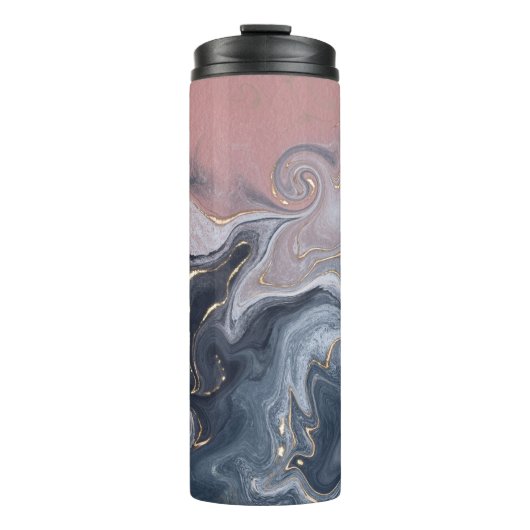 ピンク ブラック グレー 装飾的な 水彩 マーブル タンブラー (正面)