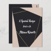 ピンク ブラック ゴールドの幾何学模様のブライズシャワー ポストカード (正面/裏面)