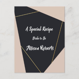 ピンク ブラック ゴールドの幾何学模様の ブライズシャワー ポストカード