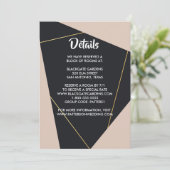 ピンク ブラック ゴールドの幾何学的な囲い 招待状 (スタンド正面)