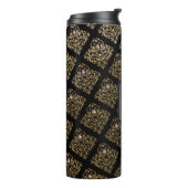 ピンク、ブラック、ゴールドフォイルのフローラモノグラム タンブラー (回転左)