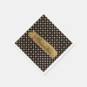 ピンク、ブラック、ゴールドフォイルの水玉模様名 スタンダードカクテルナプキン (角)