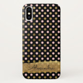 ピンク、ブラック、ゴールドフォイルの水玉模様名 Case-Mate iPhoneケース (裏面)