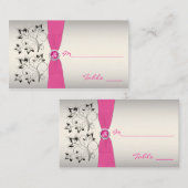 ピンク、ブラック、シルバーのプレイスカード プレイスカード (正面/裏面)