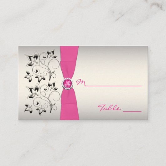 ピンク、ブラック、シルバーのプレイスカード プレイスカード (正面)