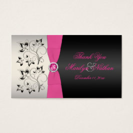 ピンク、ブラック、シルバーの結婚式の引き出物ラベル