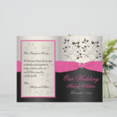 ピンク、ブラック、シルバーの結婚式 プログラム (スタンド正面)