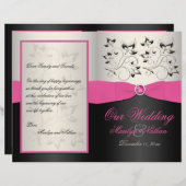 ピンク、ブラック、シルバーの結婚式 プログラム (正面/裏面)