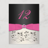 ピンク、ブラック、シルバーの表番号はがき ポストカード (正面)