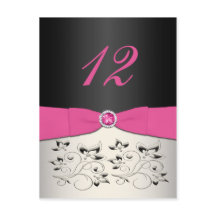 ピンク、ブラック、シルバーの表番号はがき