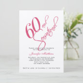 ピンク ブラック シルバー 60歳の誕生日招待状 招待状 (スタンド正面)