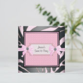 ピンク ブラック ゼブラ スウィート16 バースデーパーティー 招待状 (スタンド正面)