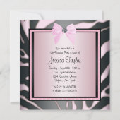 ピンク ブラック ゼブラ スウィート16 バースデーパーティー 招待状 (裏面)