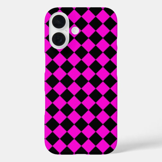 ピンク ブラック チェッカー ダイヤモンド パターン Case-Mate iPhoneケース (裏面)
