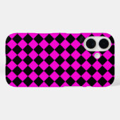 ピンク ブラック チェッカー ダイヤモンド パターン Case-Mate iPhoneケース (裏面 (横))