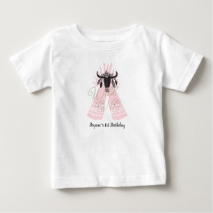 ピンク & ブラック ティピー アロー ボヘミアンチック ワイルド ワン 1歳 ベビーTシャツ