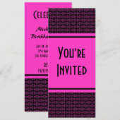 ピンク ブラック パターン パーティー 招待状 (正面/裏面)