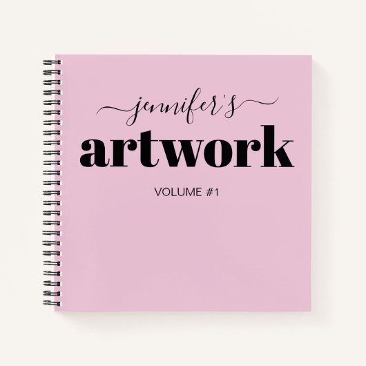 ピンク・ブラック・パーソナライズされたスケッチブック ノートブック (正面)