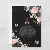 ピンク ブラック パープル ローズ ドレス ゴールド キンセアニエラ XV 招待状 (裏面)