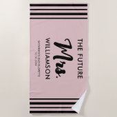 ピンク ブラック フューチャー ミセス ラストネーム お祝い パーティー ビーチタオル (正面)