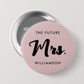 ピンク ブラック フューチャー ミセス ラストネーム 結婚式 缶バッジ (正面&裏面)