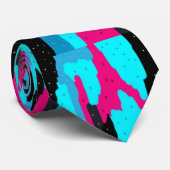 ピンク、ブラック、ブルーの抽象芸術アートプリント ネクタイ (ロール)