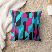 ピンク、ブラック、ブルーの抽象芸術 クッション (ブランケット)