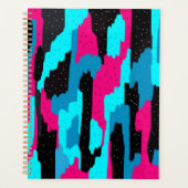 ピンク、ブラック、ブルーの抽象芸術 プランナー手帳 (正面)