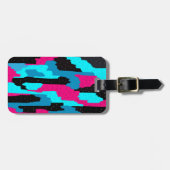ピンク、ブラック、ブルーの抽象芸術 ラゲッジタグ (正面横)