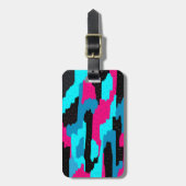 ピンク、ブラック、ブルーの抽象芸術 ラゲッジタグ (正面縦)