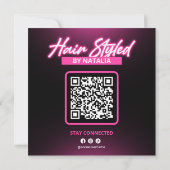 ピンク & ブラック ヘアサロン Instagram フライヤー カード (裏面)
