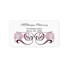 ピンク、ブラック、ホワイトのシックなビジネス住所 シール