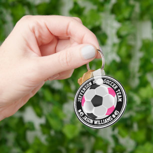 ピンク、ブラック&ホワイトサッカー⚽キーチェーン キーホルダー