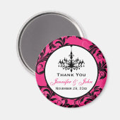 ピンク ブラック ホワイト シャンデリア ウェディング フェイバー マグネット 3 (正面/裏面)