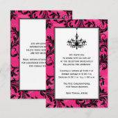 ピンク ブラック ホワイト シャンデリア スクロール ウェディング 挿入 招待状 (正面/裏面)
