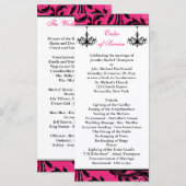 ピンク ブラック ホワイト シャンデリア スクロール 結婚式 プログラム (正面/裏面)