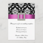 ピンク ブラック ホワイト ダマスク 結婚式 受付 カード (裏面)