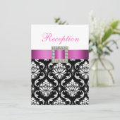 ピンク ブラック ホワイト ダマスク 結婚式 受付 カード (スタンド正面)
