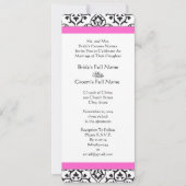 ピンク ブラック ホワイト ハート ダマスク 結婚式 招待状 (正面)