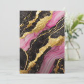 ピンク ブラック マーブル模様 ゴールド 招待状 (スタンド正面)