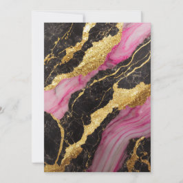ピンク ブラック マーブル模様 ゴールド 招待状