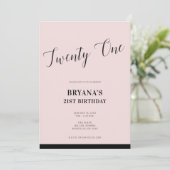 ピンク & ブラック モダン ミニマル スクリプト 21 招待状 (スタンド正面)