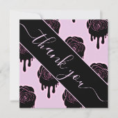ピンク ブラック ローズ ドリップ ハロウィン 感謝します 招待状 (正面)