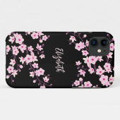 ピンク ブラック 桜 モノグラム Case-Mate iPhoneケース (裏面(横))