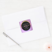ピンク+ブラック 結婚式のお礼 グリッター スクエアシール (封筒)